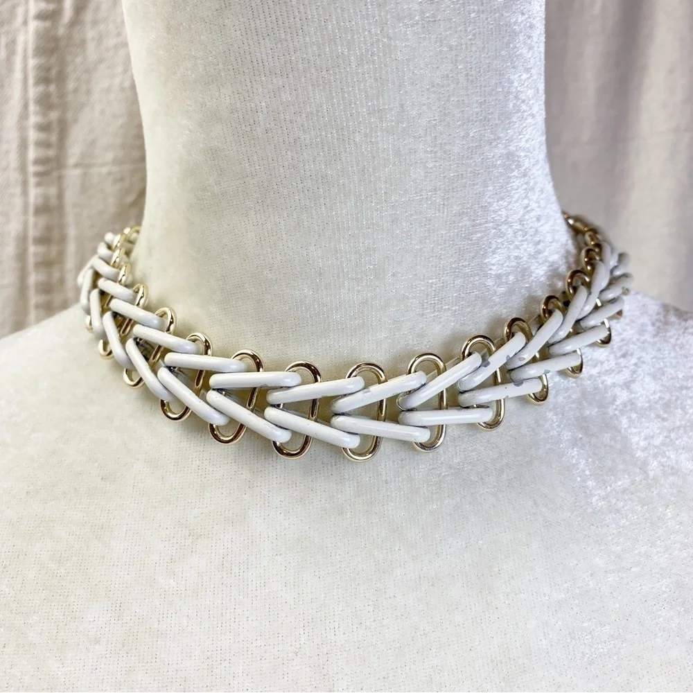 Vintage gold and white choker and earring set